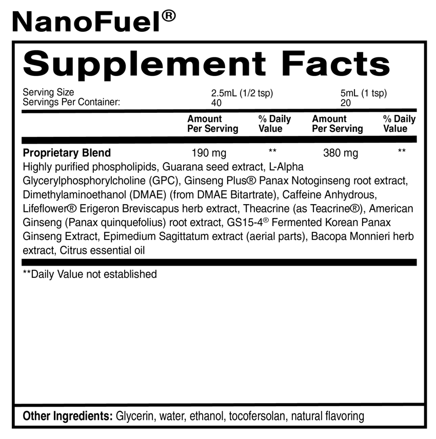 Quicksilver Scientific NanoFuel Ingredients