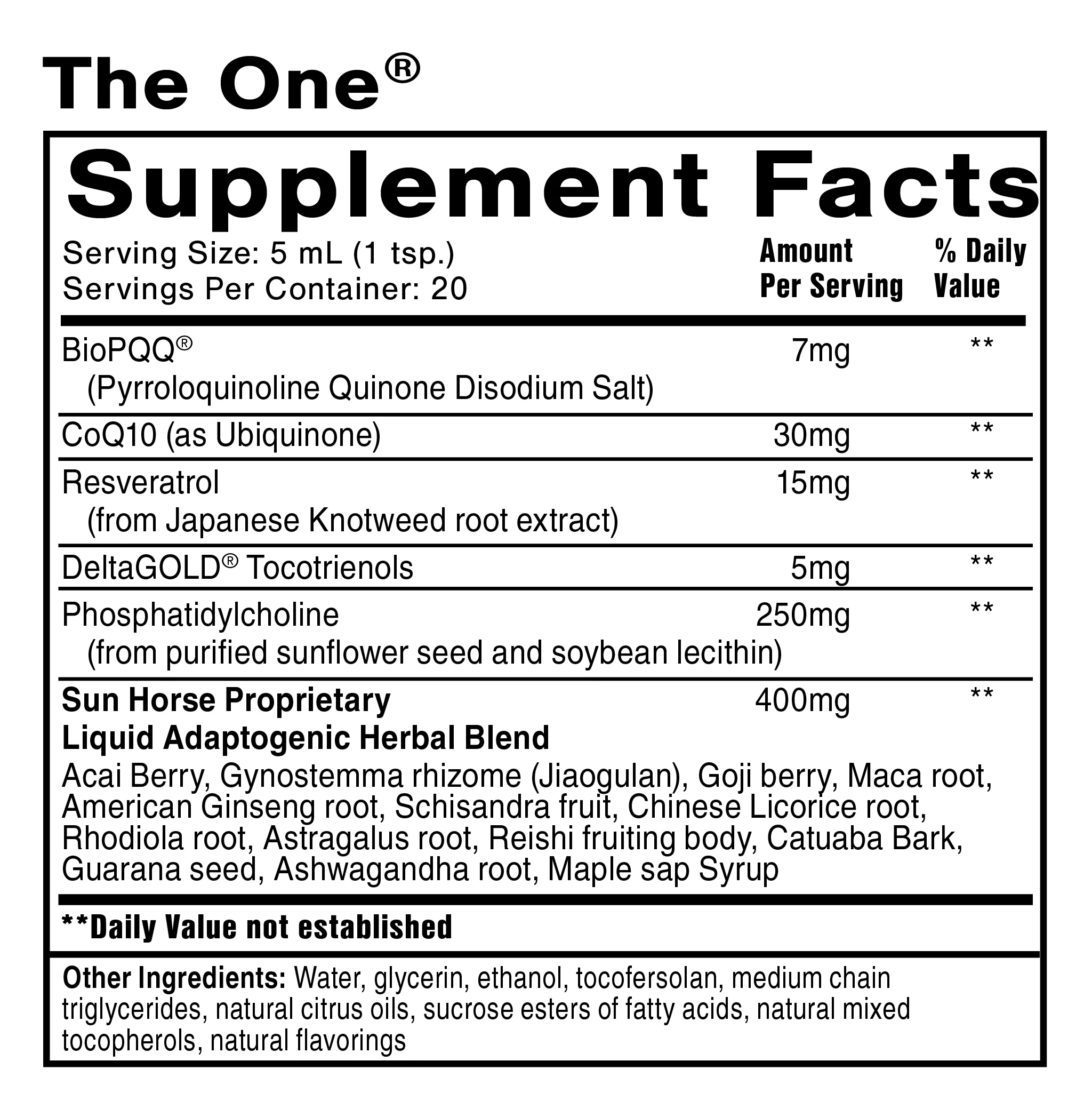 Quicksilver Scientific The One Ingredients