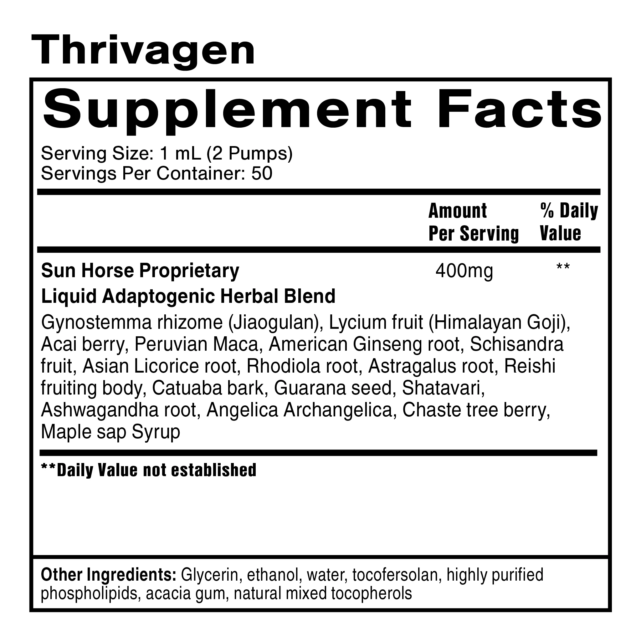 Quicksilver Scientific Thrivagen Ingredients