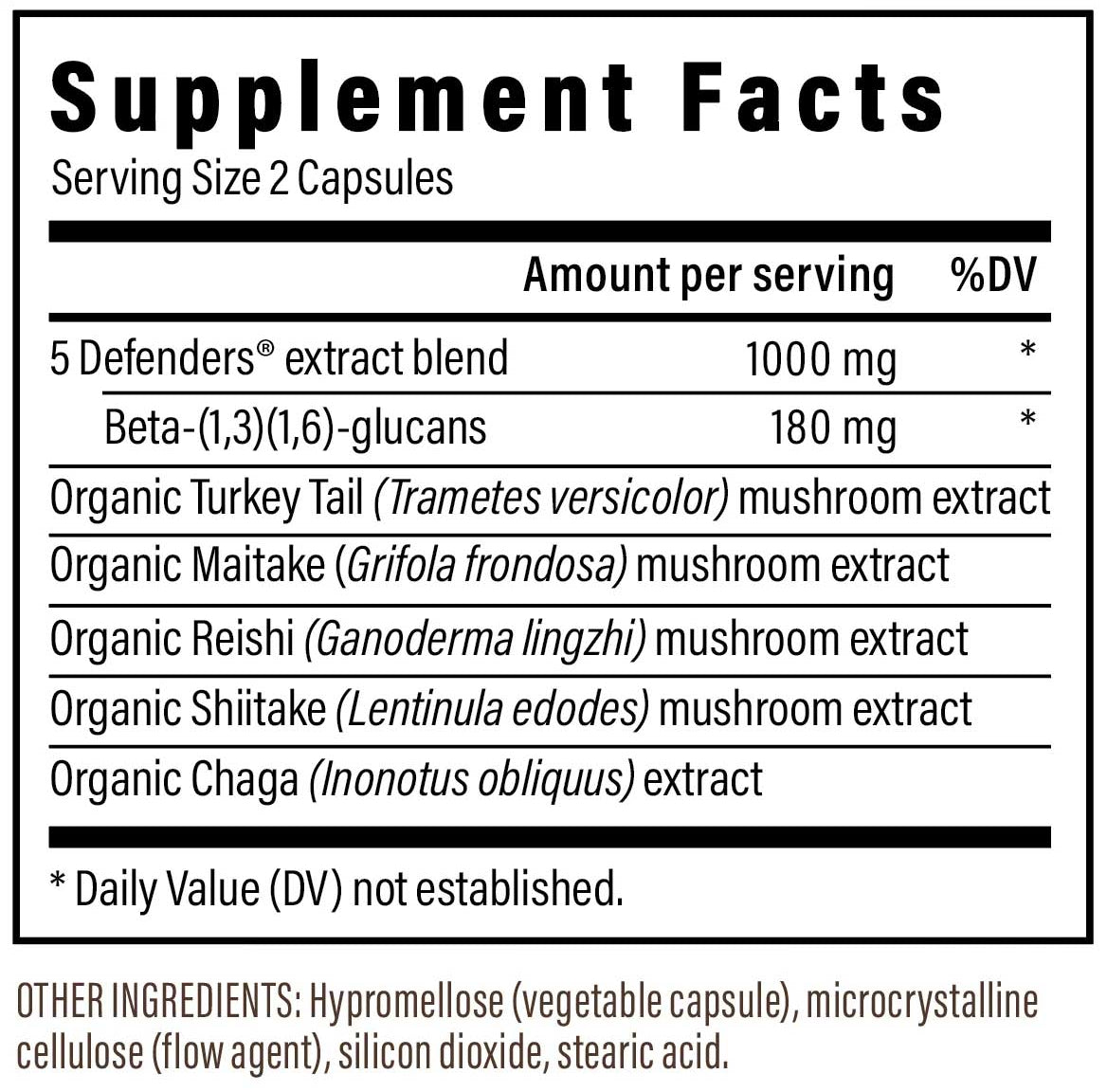 Real Mushrooms 5 Defenders Capsules Ingredients
