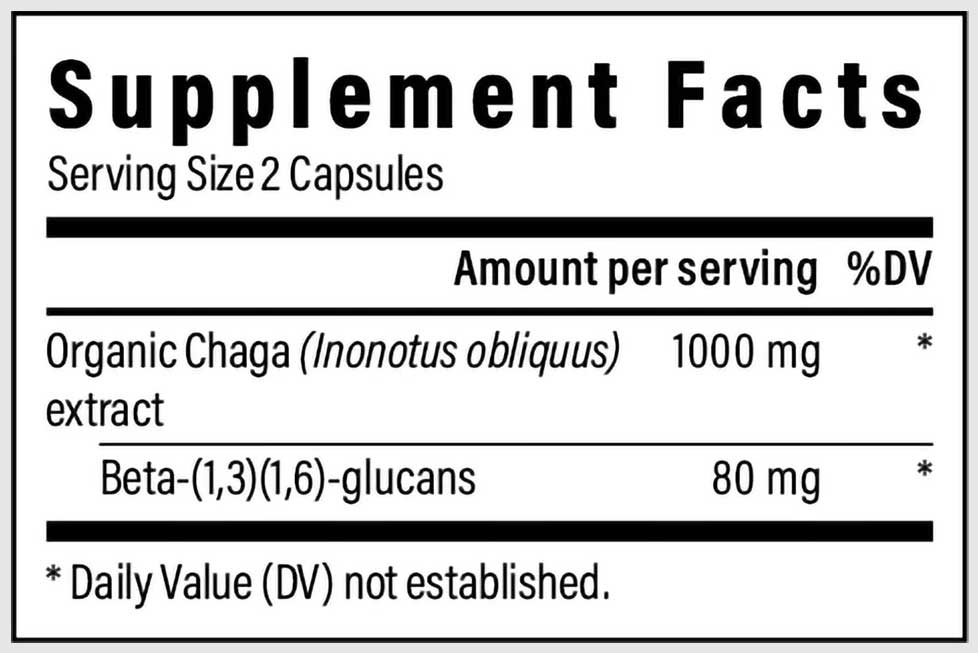 Real Mushrooms Chaga Extract Capsules Ingredients