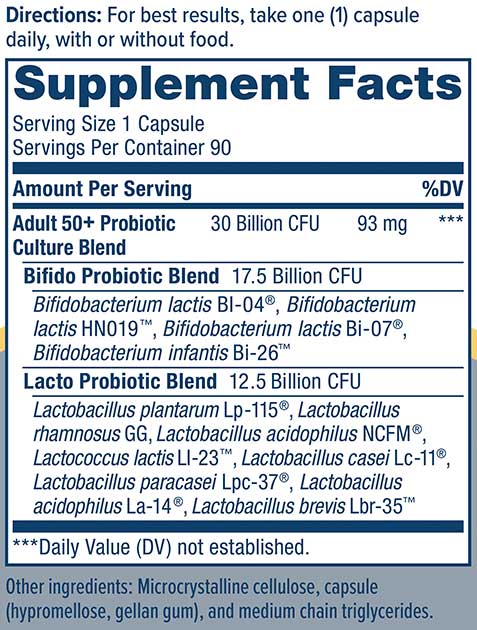 Renew Life Adult 50+ Probiotic (Formerly Ultimate Flora) Ingredients