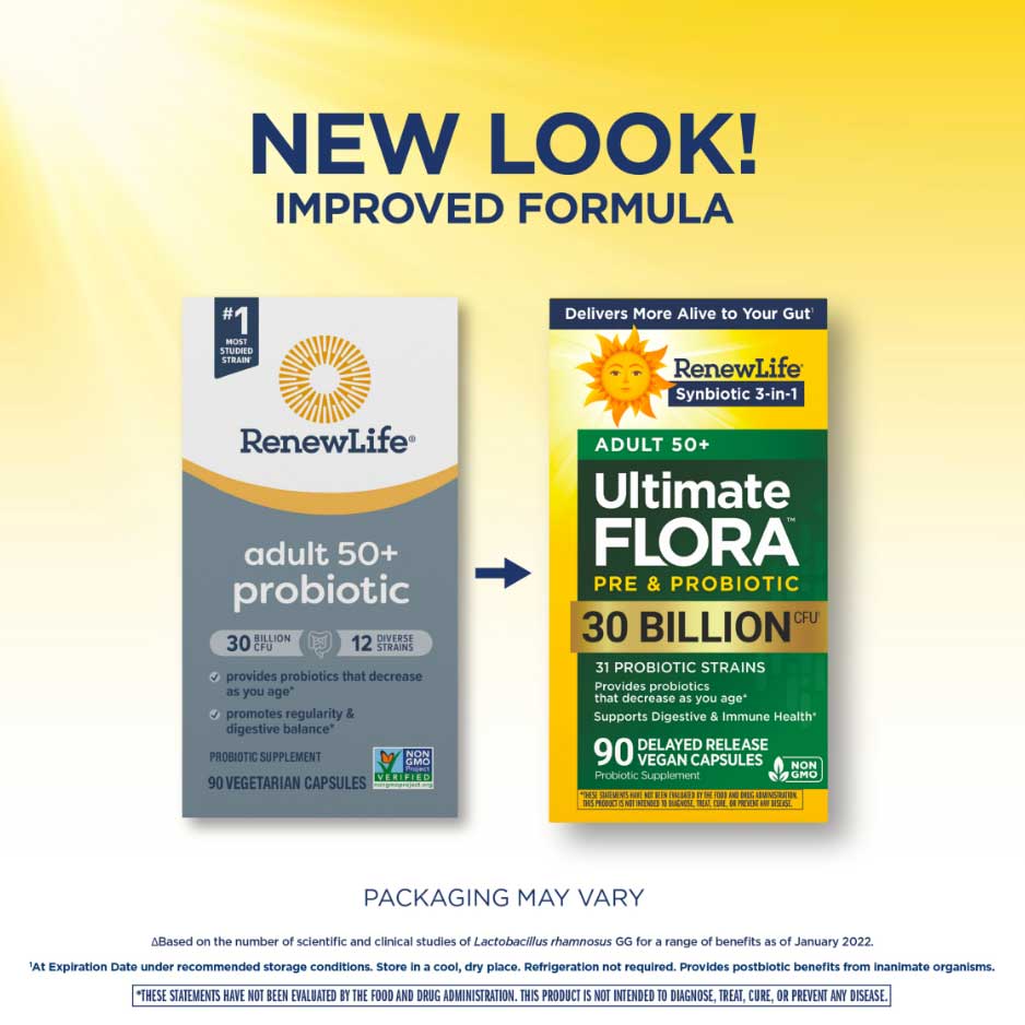 Renew Life Adult 50+ Ultimate Flora Probiotic 30 Billion (Formerly Ultimate Flora) New Look