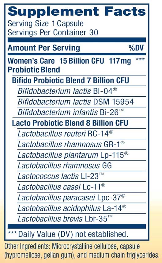 Renew Life Ultimate Flora Women’s Care Probiotic Go-Pack 15 Billion Ingredients 