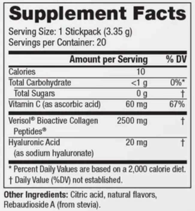 Reserveage Nutrition Collagen Candy Sour Apple Ingredients