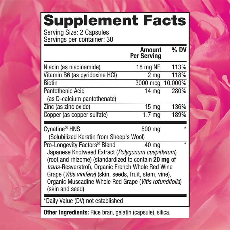 Reserveage Nutrition Keratin Hair Booster Ingredients