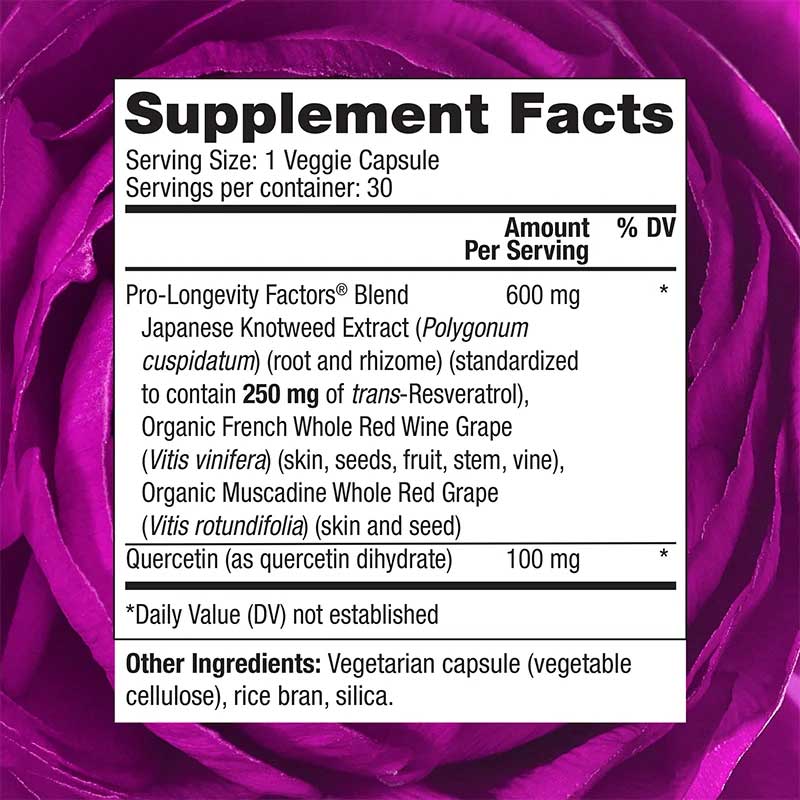 Reserveage Nutrition Resveratrol 250 mg Ingredients