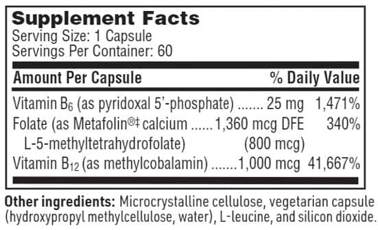 SFI HEALTH (Klaire Labs) Active B Trio Ingredients