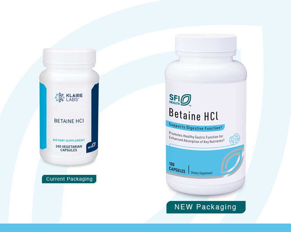 SFI HEALTH (Klaire Labs) Betaine HCl New Look