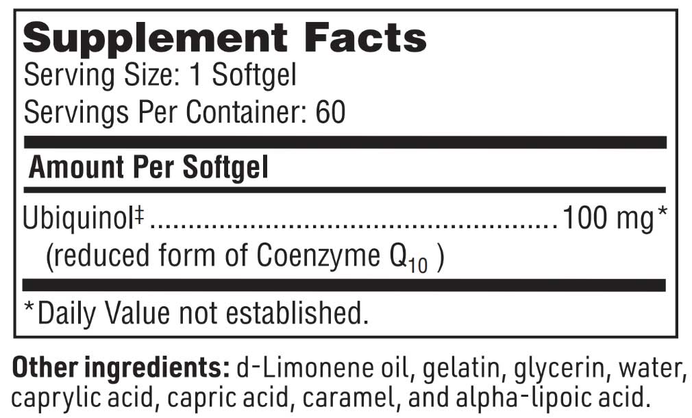 SFI HEALTH (Klaire Labs) CoQH 100 mg Ingredients