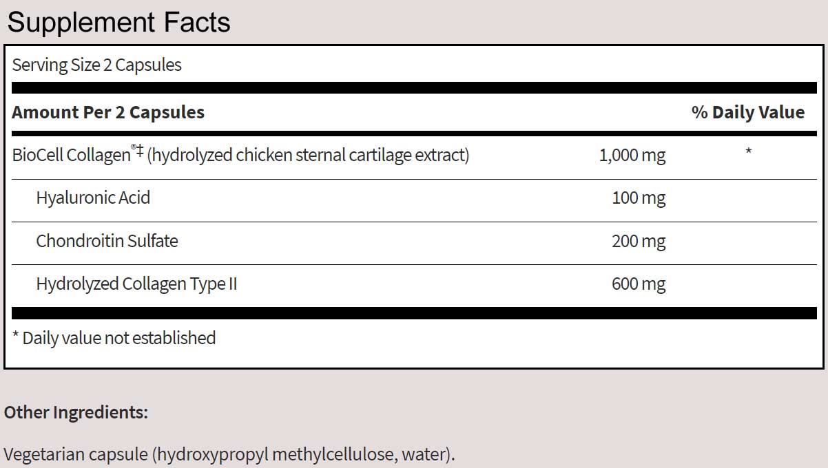 SFI HEALTH (Klaire Labs) Collagen Type II Ingredients