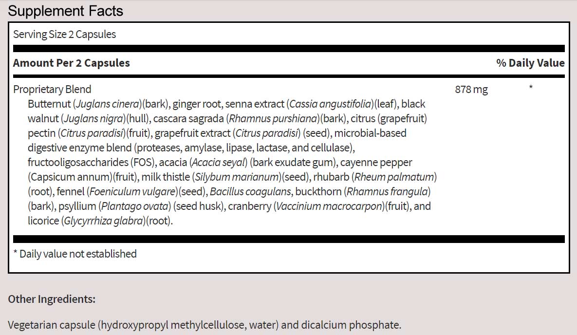 SFI HEALTH (Klaire Labs) Colon Cleanse Ingredients