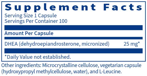 SFI HEALTH (Klaire Labs) DHEA 25 mg Ingredients