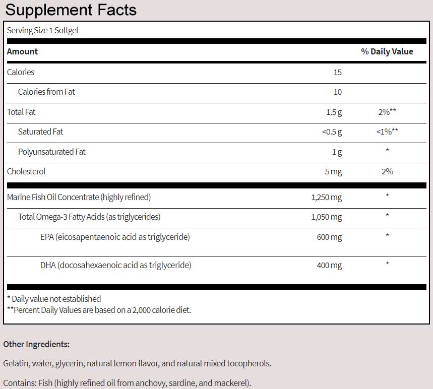 SFI HEALTH (Klaire Labs) Eicosamax 1000 Ingredients