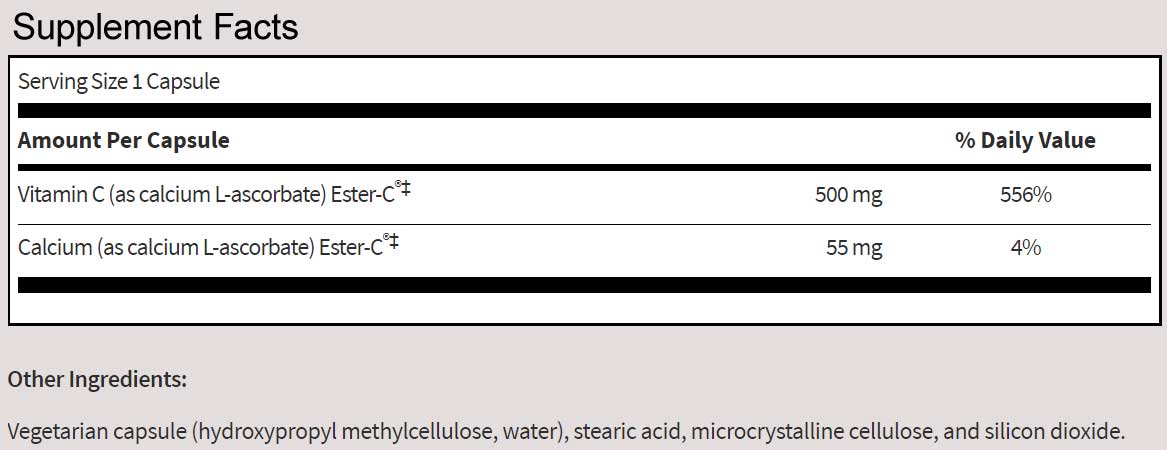 SFI HEALTH (Klaire Labs) Ester-C Ingredients