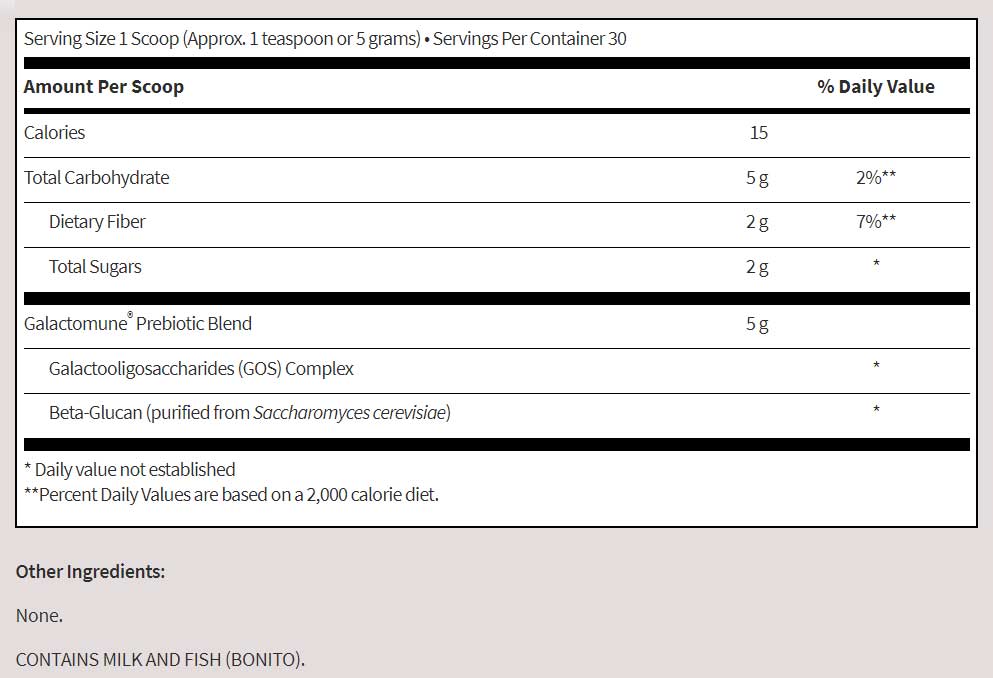 SFI HEALTH (Klaire Labs) Galactomune Powder Ingredients