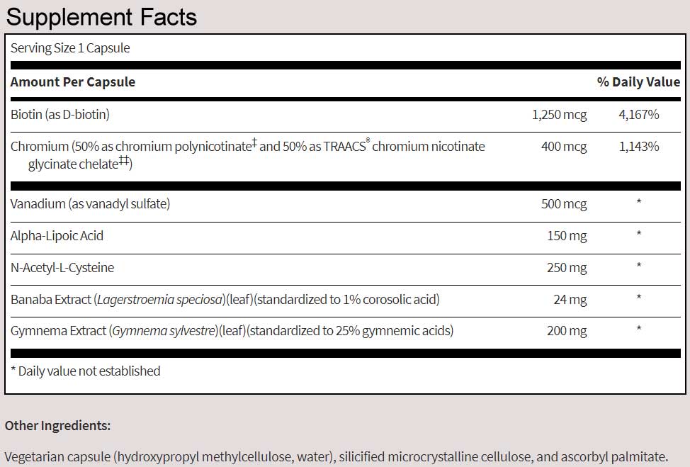 SFI HEALTH (Klaire Labs) Glucothera™ Ingredients