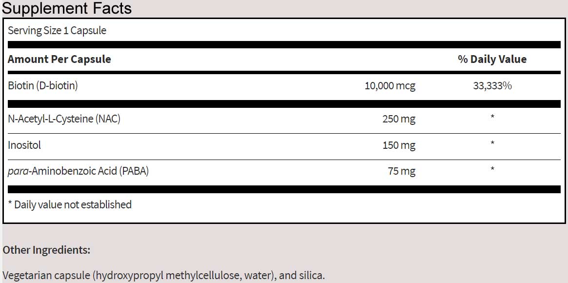 SFI HEALTH (Klaire Labs) Hair And Nails Formula Ingredients