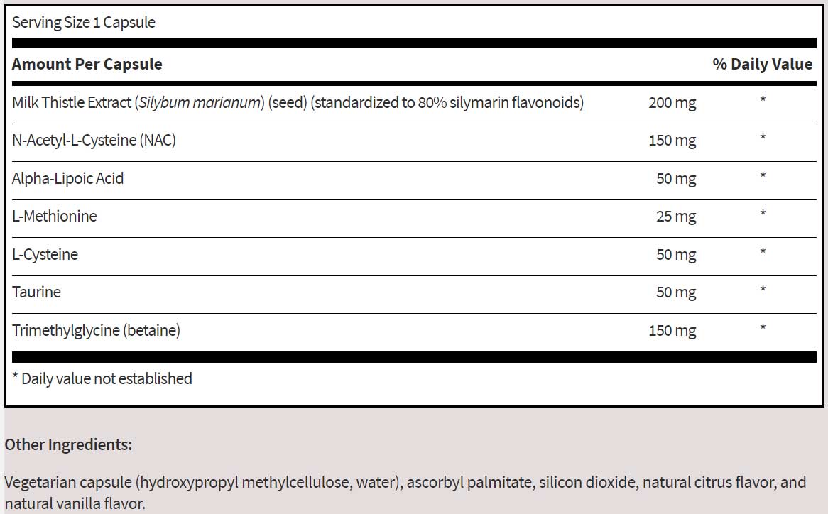 SFI HEALTH (Klaire Labs) HepatoThera Ingredients