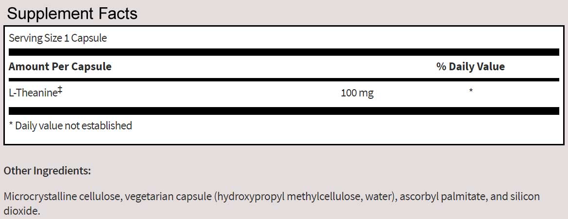 SFI HEALTH (Klaire Labs) L-Theanine Ingredients