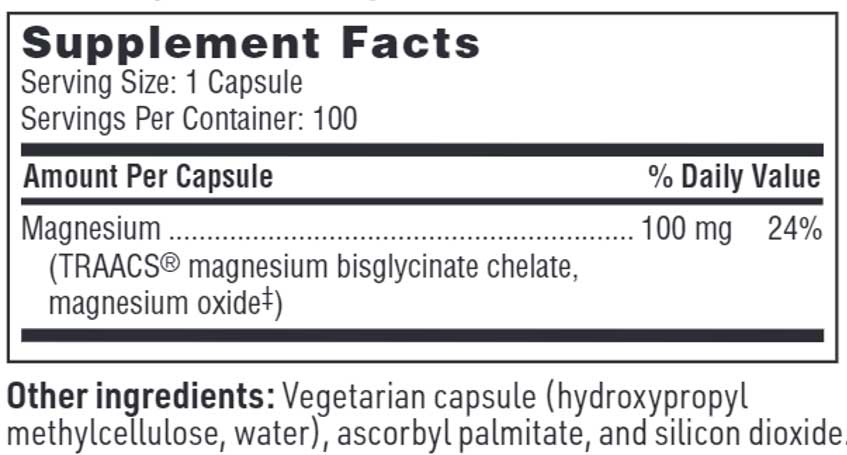 SFI HEALTH (Klaire Labs) Magnesium Glycinate Complex Ingredients