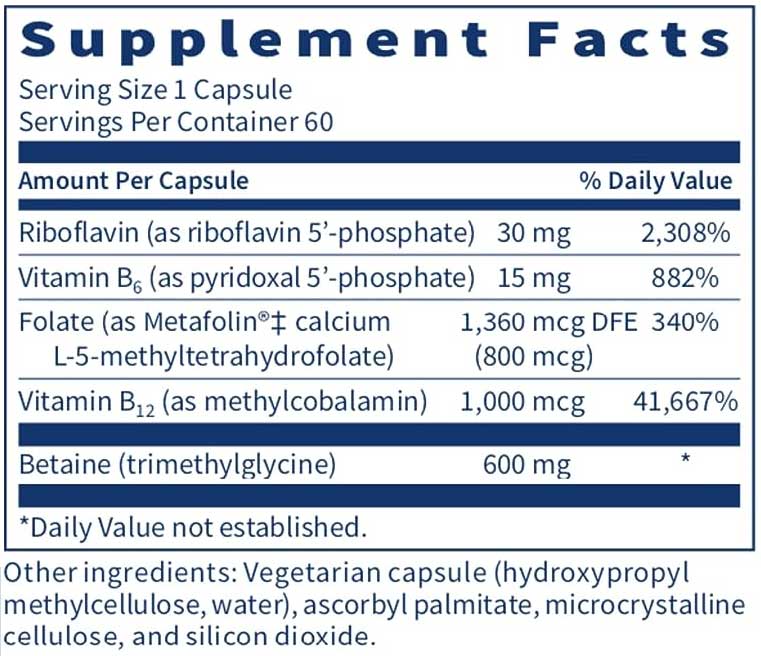 SFI HEALTH (Klaire Labs) Methyl Balance Ingredients