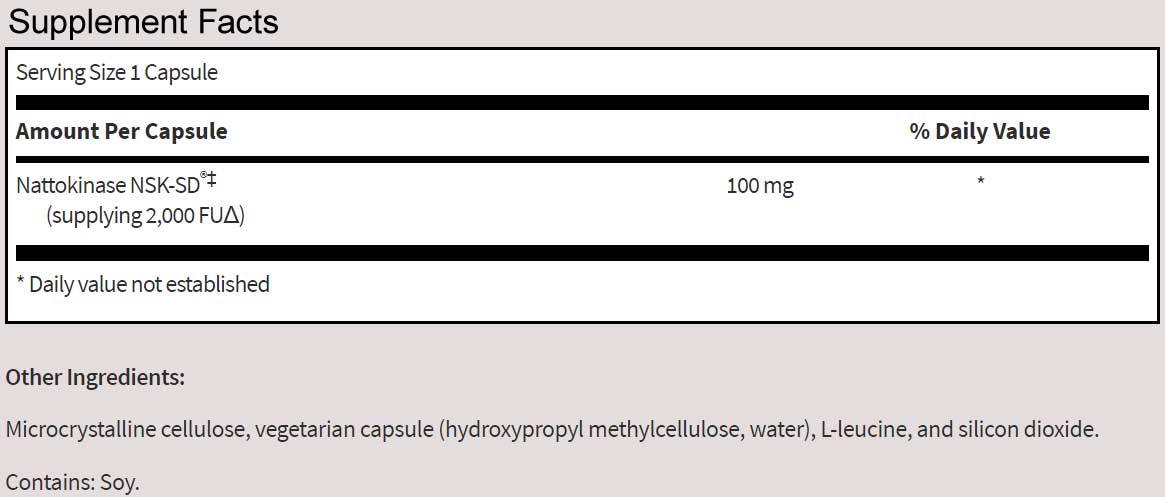 SFI HEALTH (Klaire Labs) Nattokinase NSK-SD Ingredients