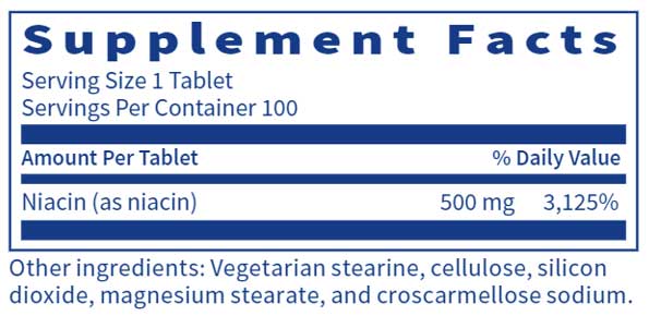 SFI HEALTH (Klaire Labs) Niacin-SR 500 mg Ingredients