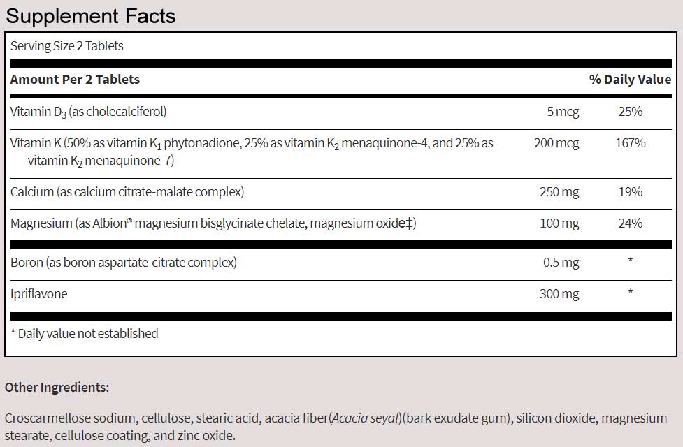 SFI HEALTH (Klaire Labs) OsteoThera Plus Ipriflavone Ingredients