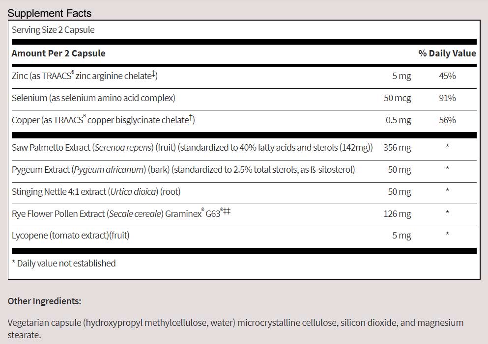 SFI HEALTH (Klaire Labs) ProstaThera Ingredients