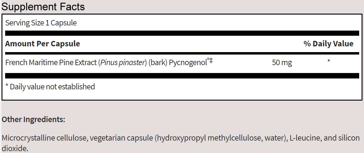 SFI HEALTH (Klaire Labs) Pycnogenol 50 mg Ingredients