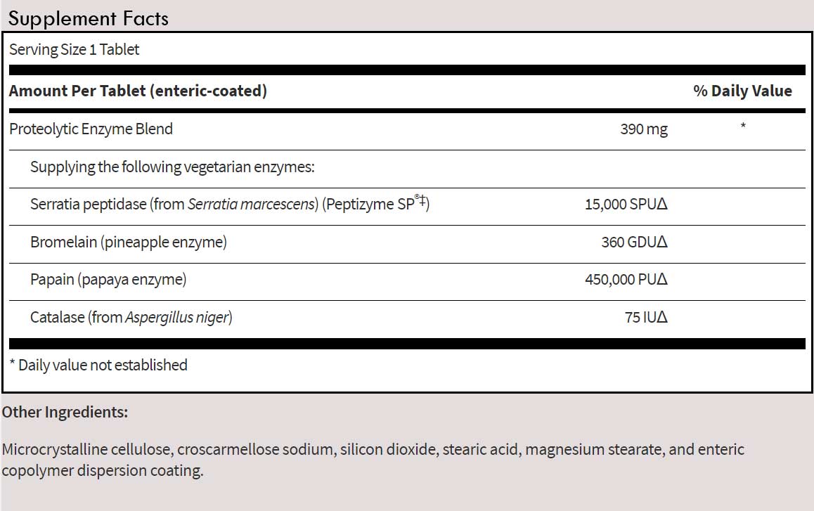 SFI HEALTH (Klaire Labs) Serralase Ingredients