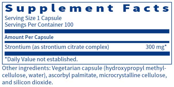 SFI HEALTH (Klaire Labs) Strontium 300 mg Ingredients 