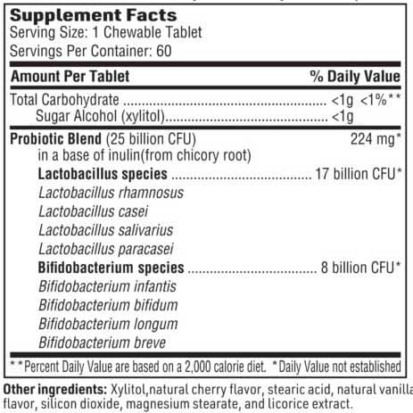 SFI HEALTH (Klaire Labs) Ther-Biotic® Kid's (Children's Chewable) Ingredients