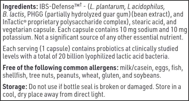 SFI HEALTH (Klaire Labs) Ther-Biotic® Pro IBS Relief Ingredients