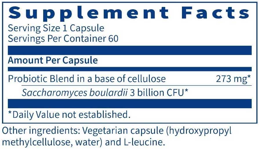 SFI HEALTH (Klaire Labs) Ther-Biotic® Saccharomyces boulardii Ingredients