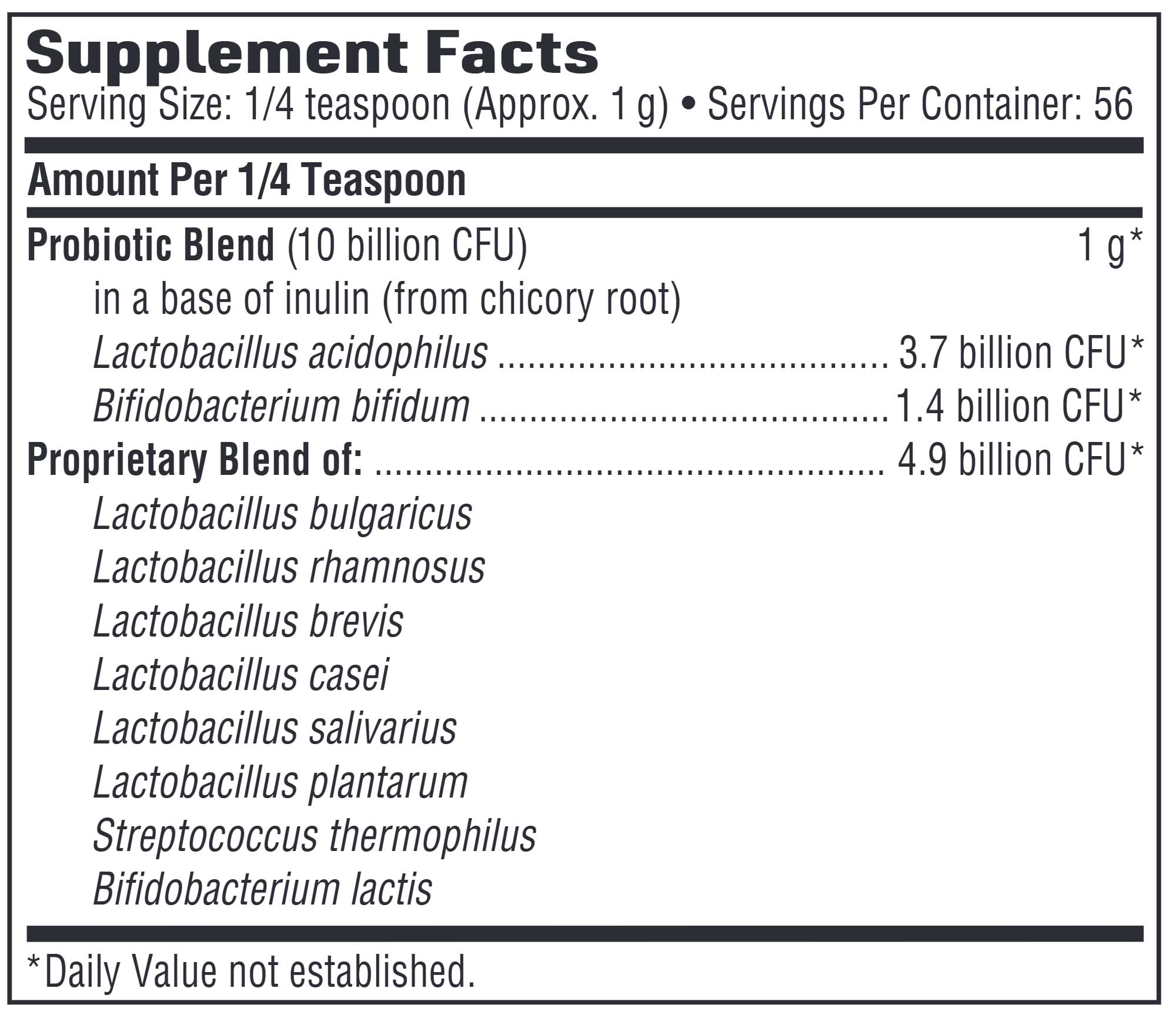 SFI HEALTH (Klaire Labs) Ther-Biotic Vital-10 Powder Ingredients