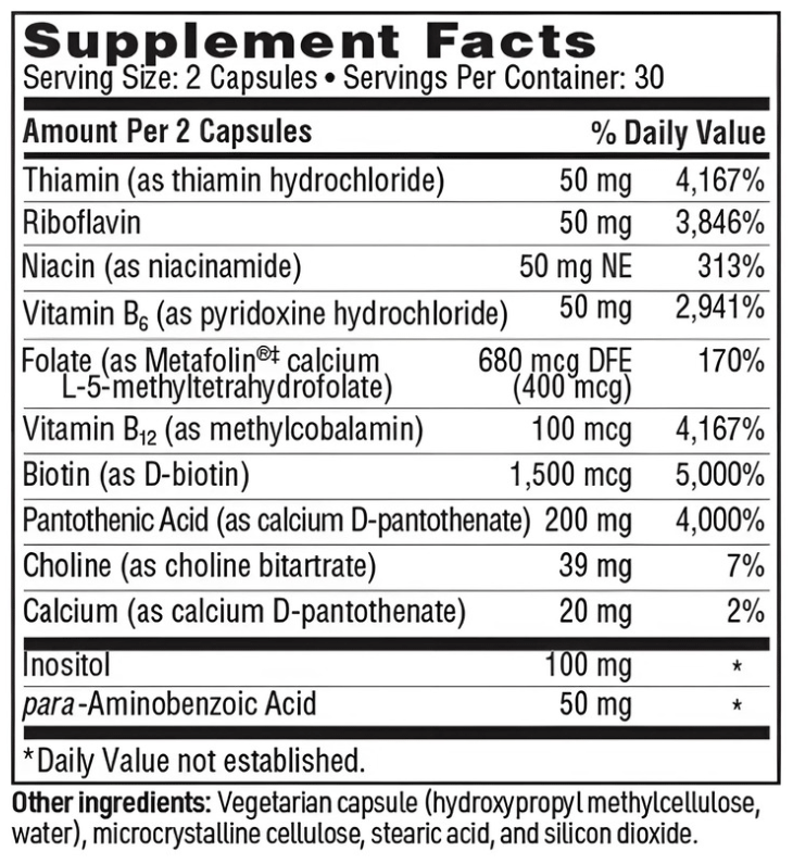 SFI HEALTH (Klaire Labs) Thera-B Ingredients