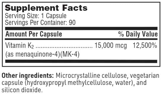 SFI HEALTH (Klaire Labs) Ultra K2 Menaquinone - 4 Ingredients