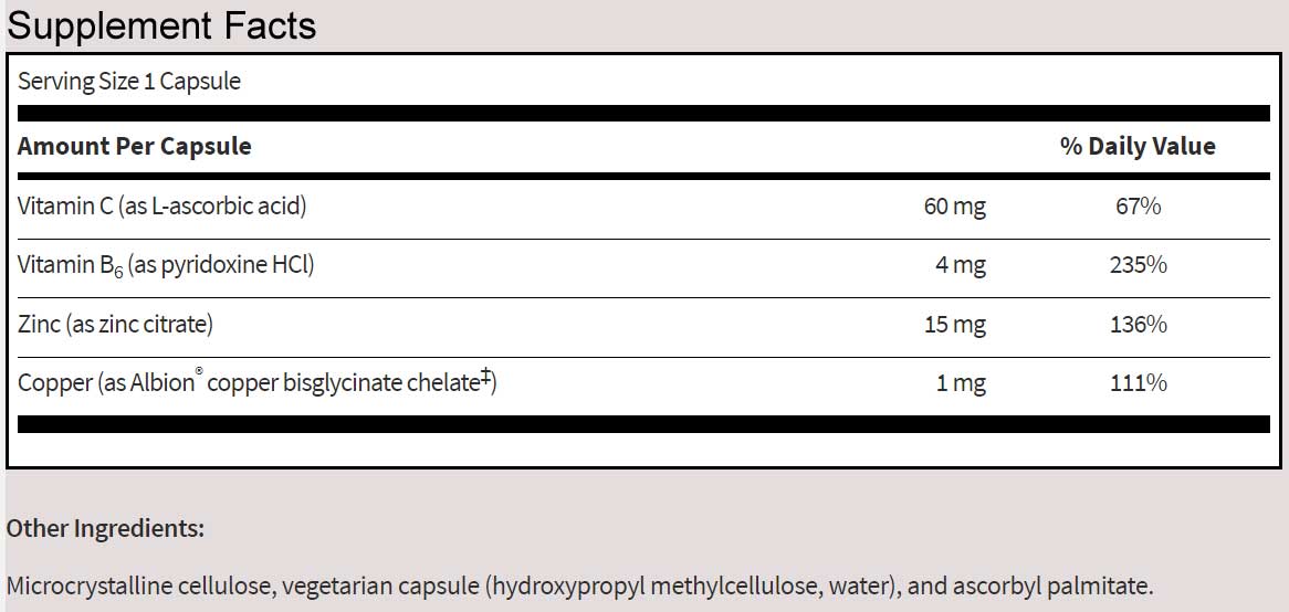 SFI HEALTH (Klaire Labs) Zinc Plus Ingredients