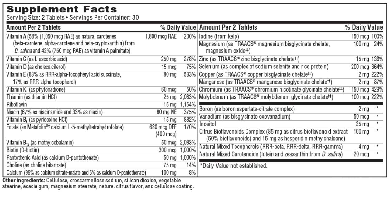 SFI HEALTH (Klaire Labs) Vitaprime Tablets Ingredients