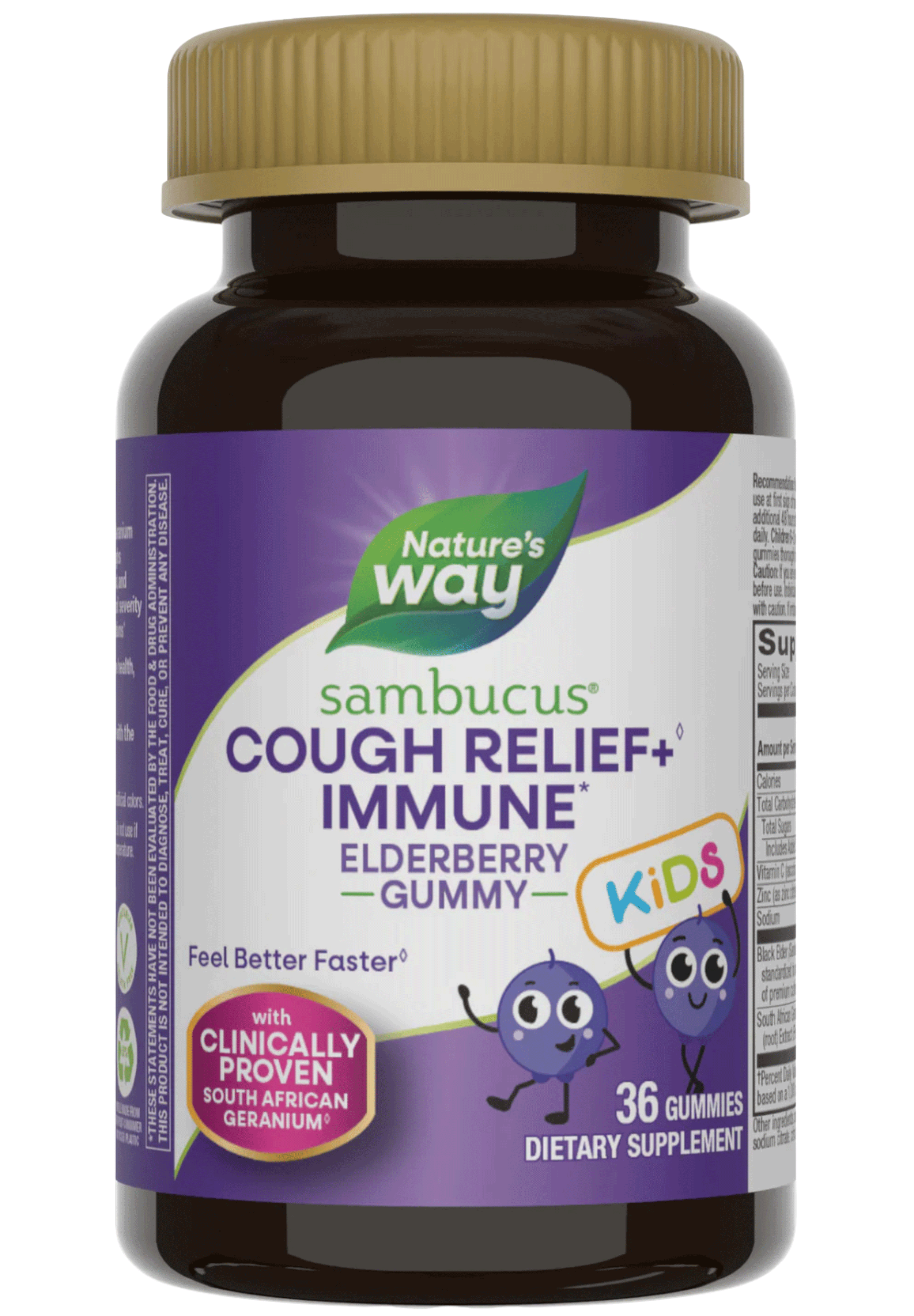 Nature's Way Sambucus Cough Relief + Immune Elderberry Gummy For Kids
