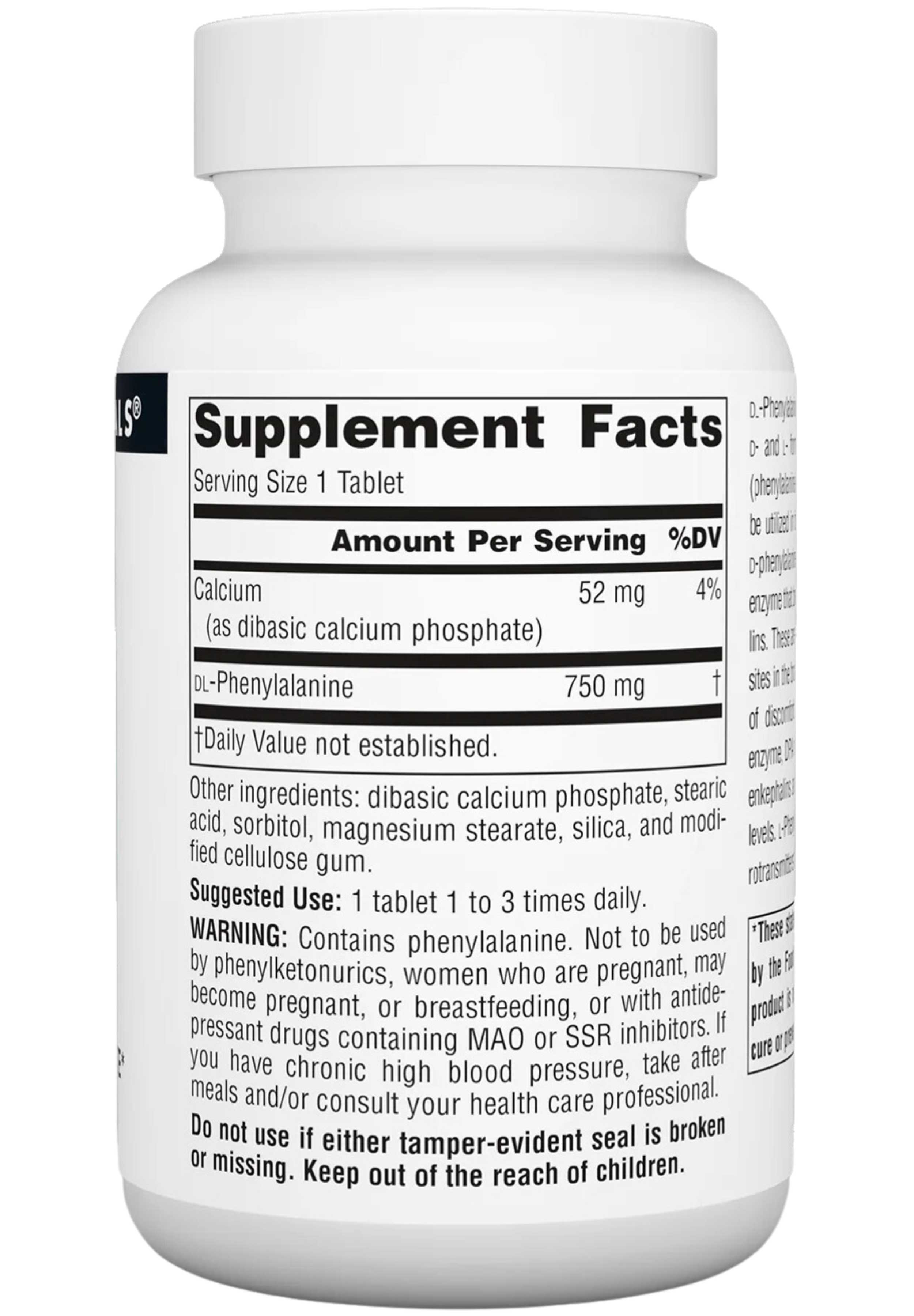 Source Naturals DL-Phenylalanine 750 mg Ingredients