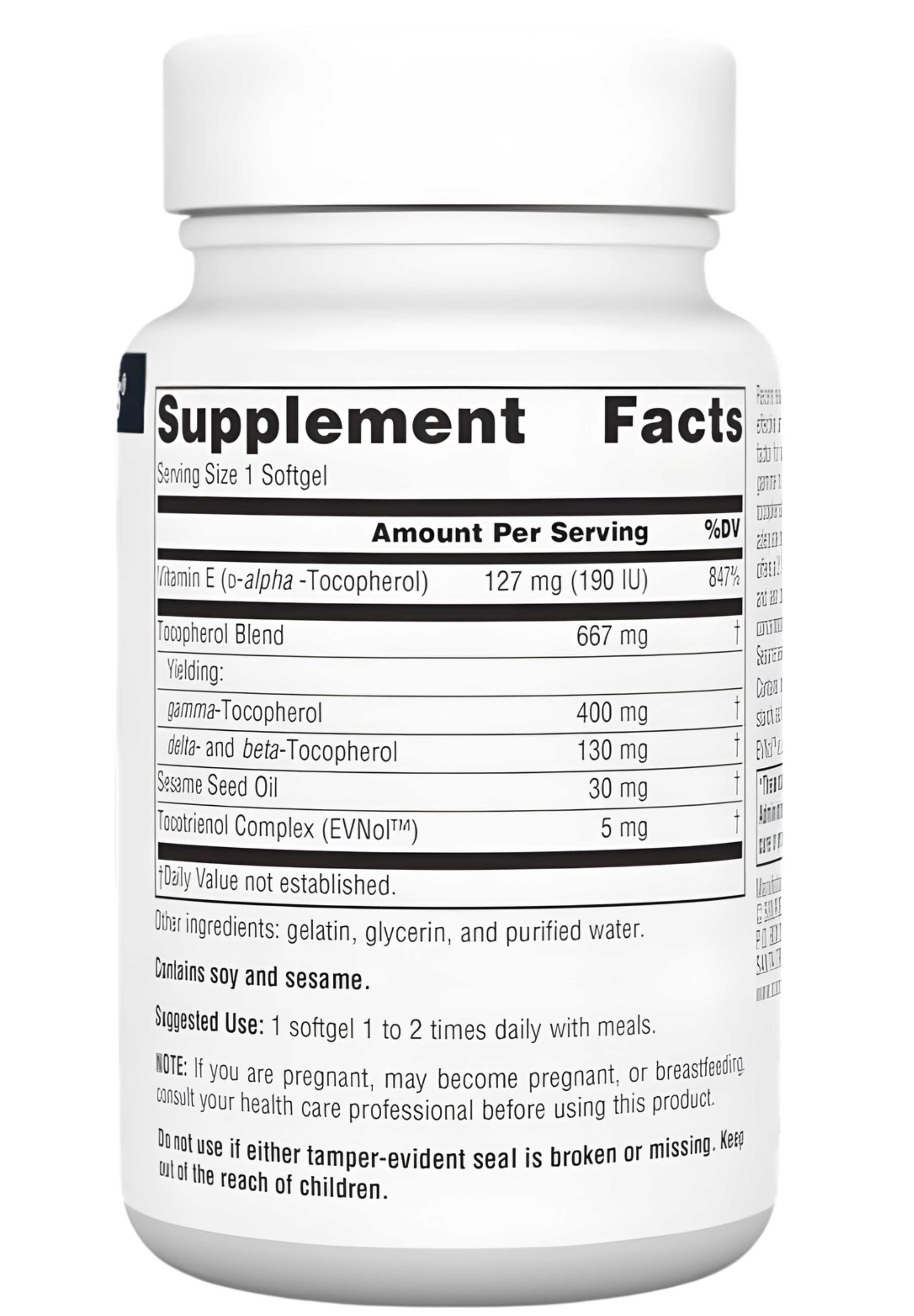 Source Naturals Gamma E 400 w/Tocotrienols Ingredients