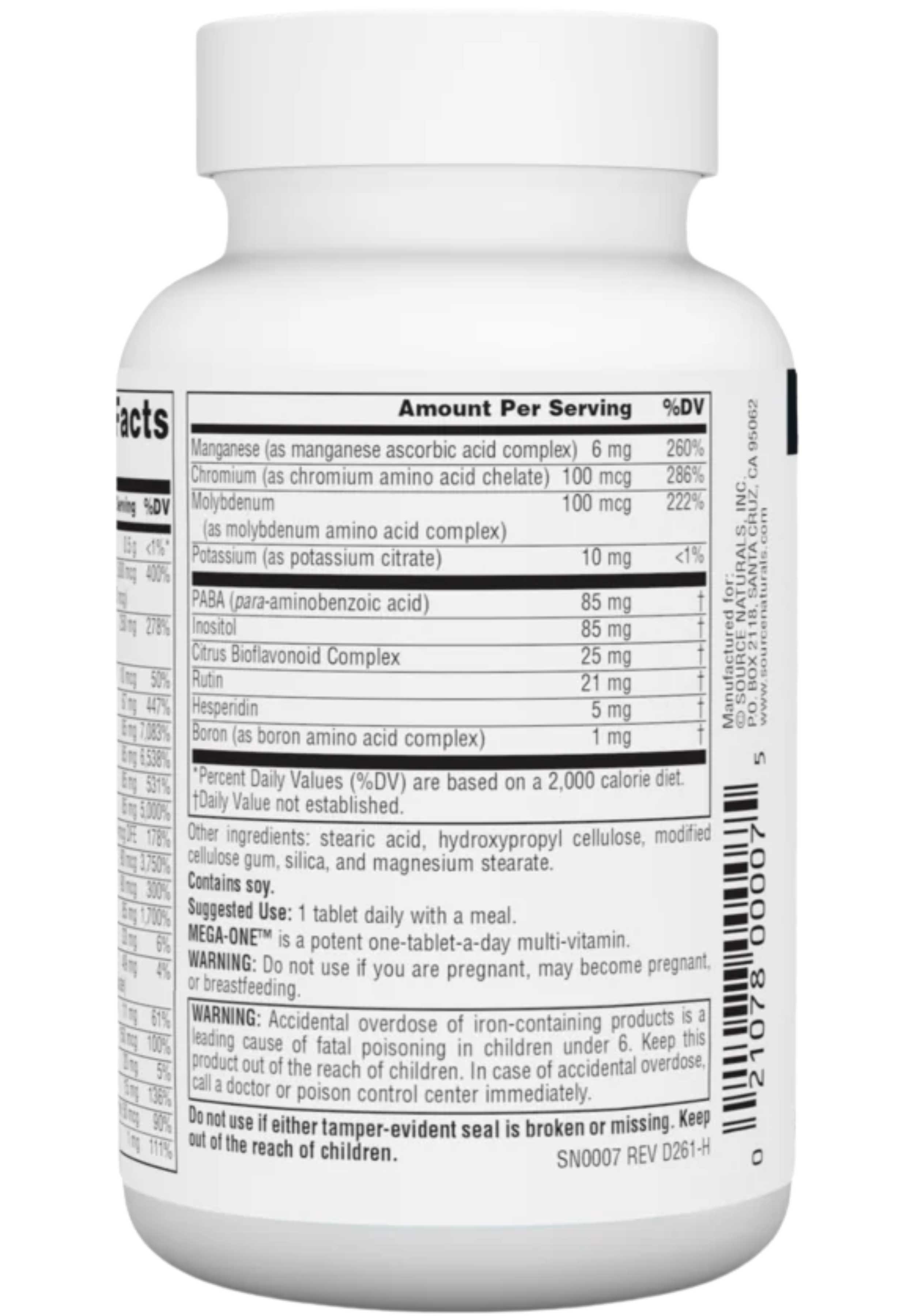 Source Naturals Mega-One Ingredients