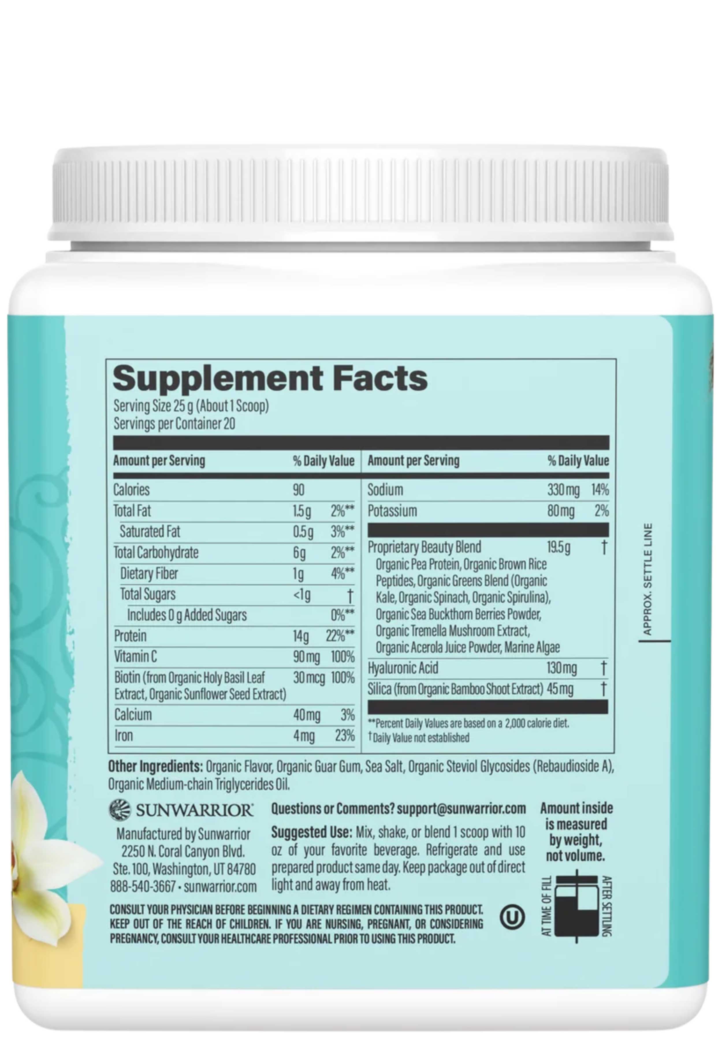 Sunwarrior Collagen Building Protein Peptides, Plant Based 500g (20 servings) Ingredients