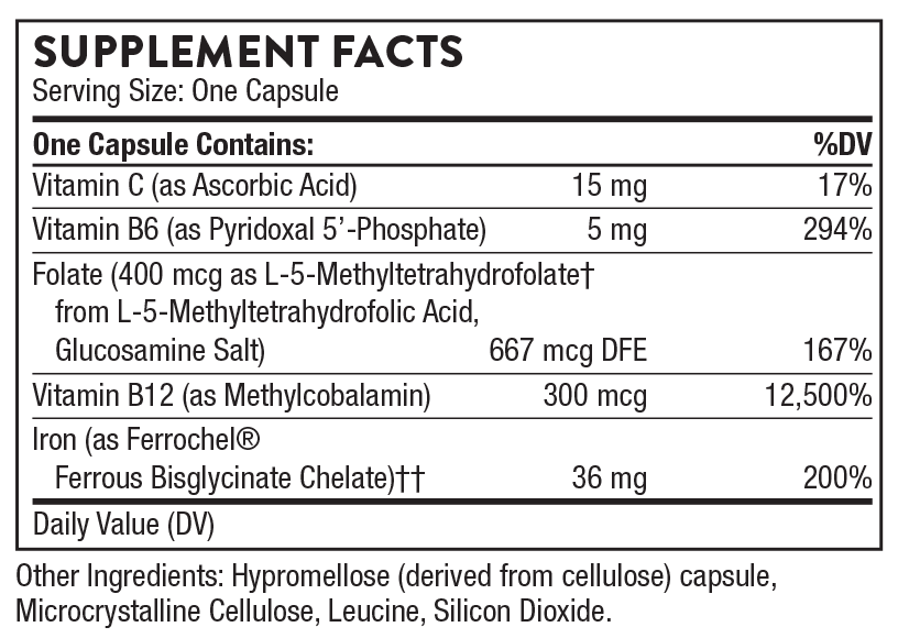 Thorne Research Advanced Iron Complex (Formerly Ferrasorb) Ingredients