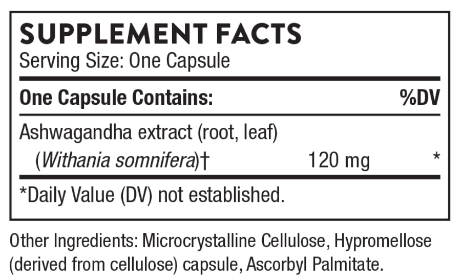 Thorne Research Ashwagandha Ingredients