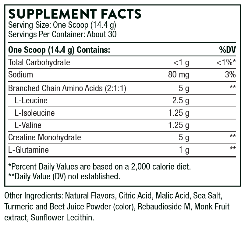 Thorne Research Creatine + BCAAs Ingredients