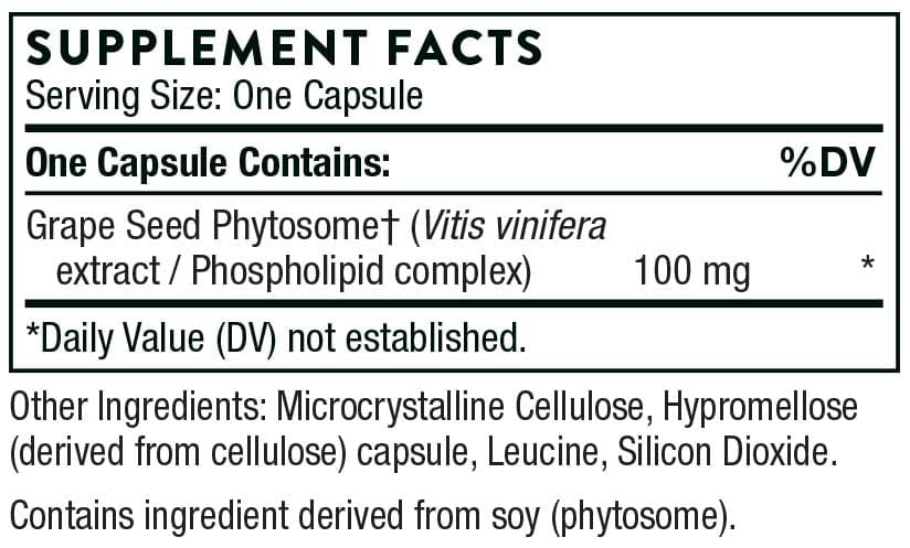 Thorne Research Grape Seed Extract (Formerly O.P.C. 100) Ingredients 